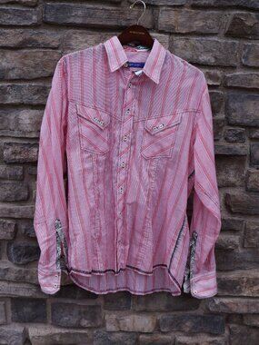 Georg Roth Men’s Red Plaid Contrast Print Long-Sleeve Button-Up Shirt